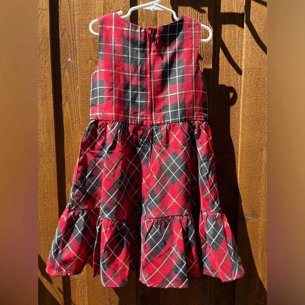 The Children's Place Girls Plaid Satin Tiered Fit & Flare Party Dress Size 6 NWT